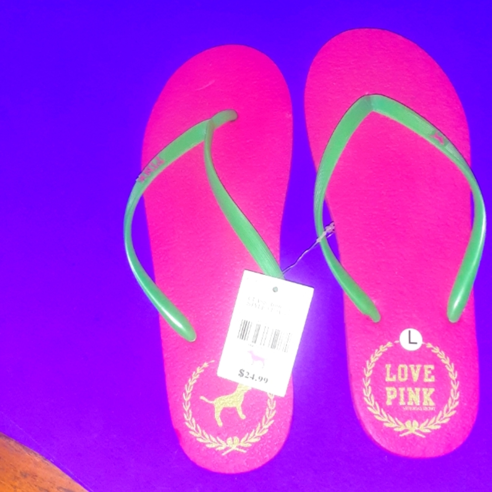 Brand New Victoria Secret Pink Flip Flops Large Size 9